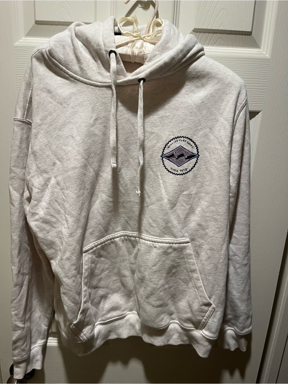 Billabong Light Gray Hoodie with Black Logo Tag